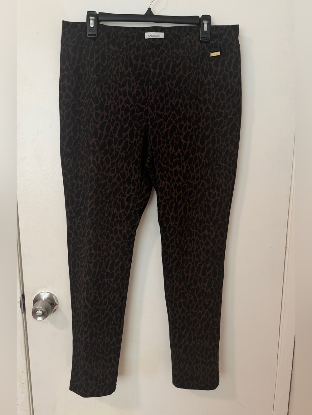 Calvin Klein Black and Brown Leopard-Print Pants
